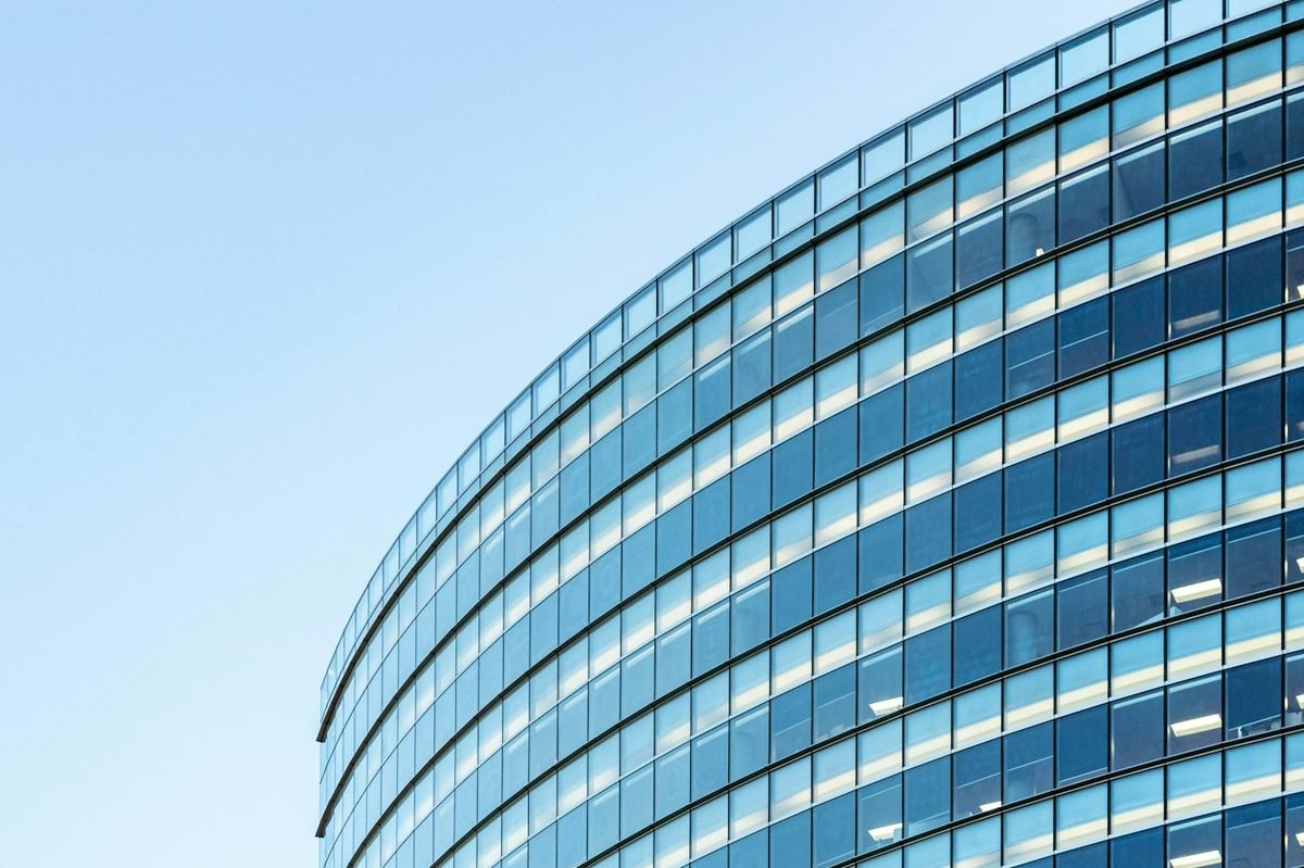 A modern glass commercial office building