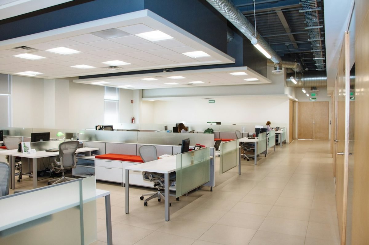 A bright open-plan office