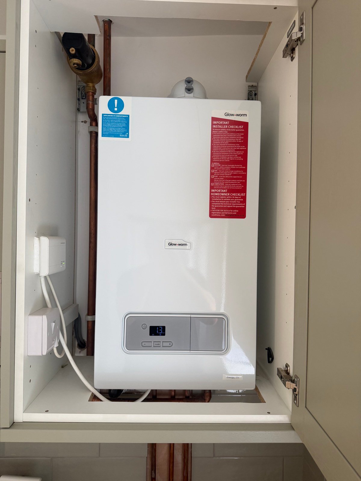 Boiler neatly installed inside a built-in cupboard